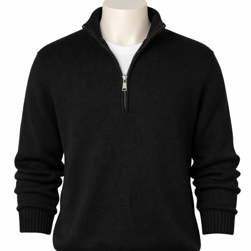 Claiborne Men XLT Black Full-Zip Sweater Y2K Retro Boho Cottagecore Oversized